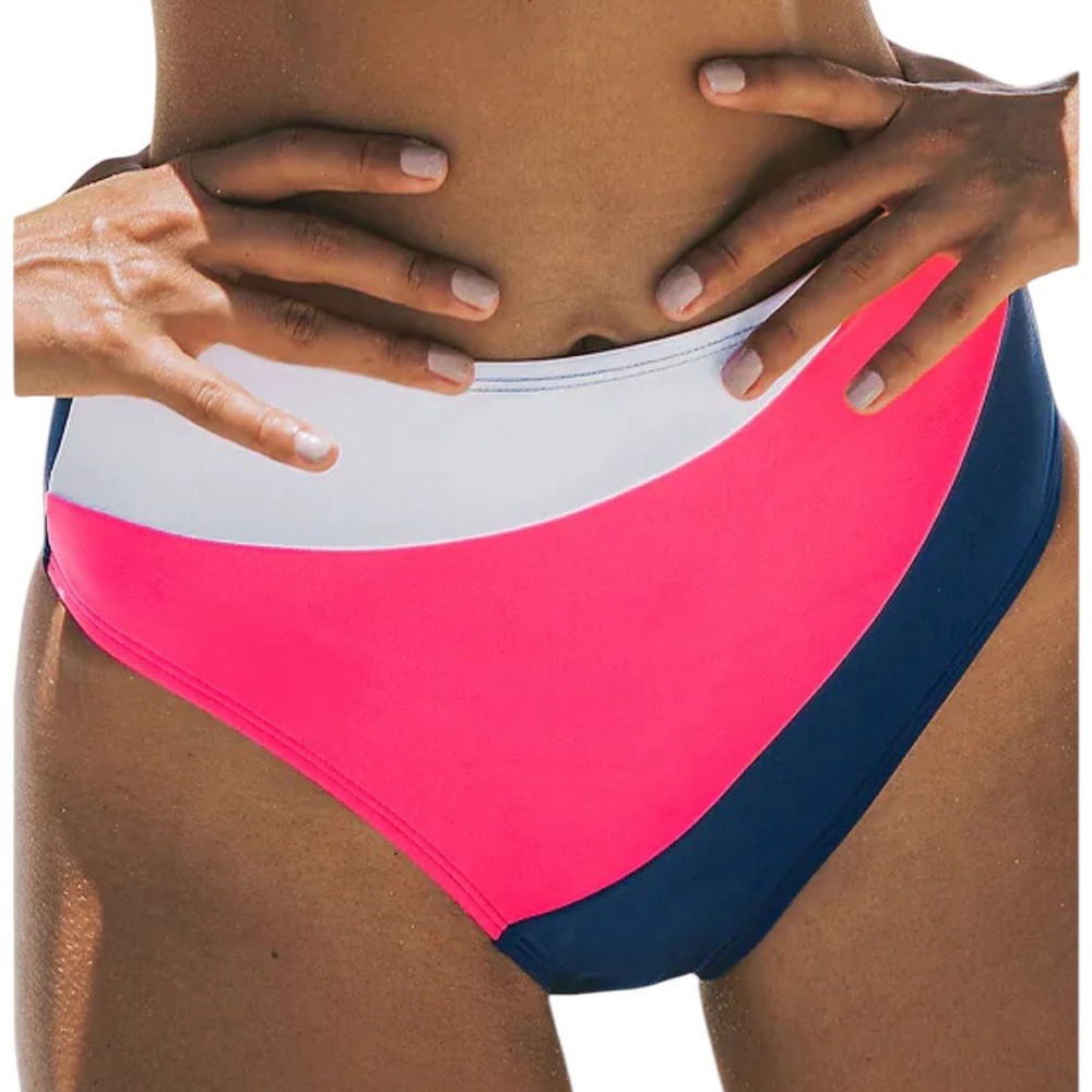 CUPSHE Colorblock One-Shoulder Bikini & High Waist bottoms NWT Medium - Picture 4 of 10